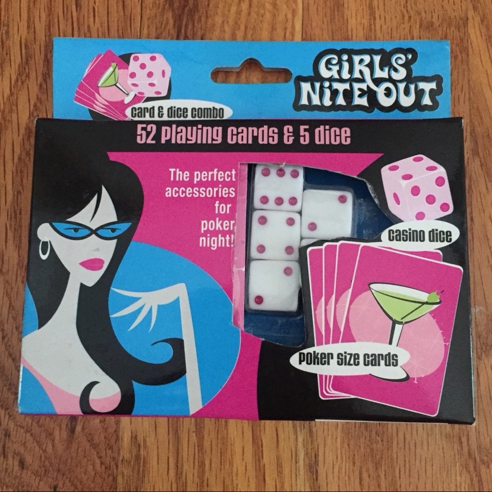 Fundex Games Girls Nite Out Poker set of 52 Playing Cards and 5 Casino Dice  Fun